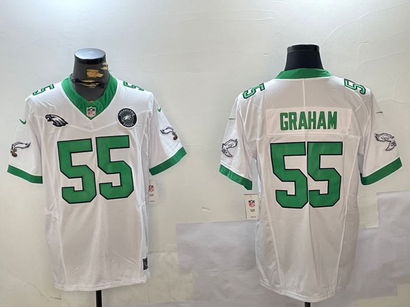 Men Philadelphia Eagles #55 Graham White Three generation 2024 Nike Limited NFL Jersey style 4